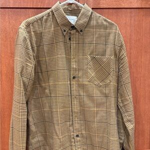 Billy Reid Tuscumbia Long Sleeve Shirt - Medium - Brown Micro Check